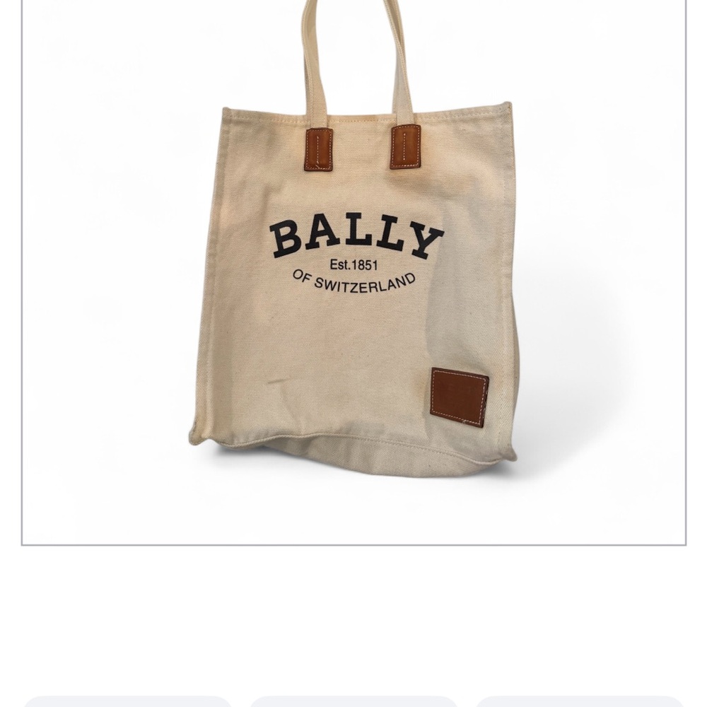 Bally Beige Canvas Tote with Leather Accents